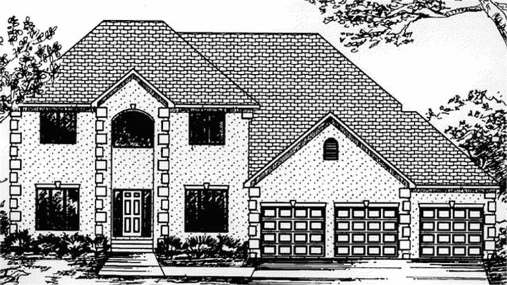 Front view of European home (ThePlanCollection: House Plan #146-2368)