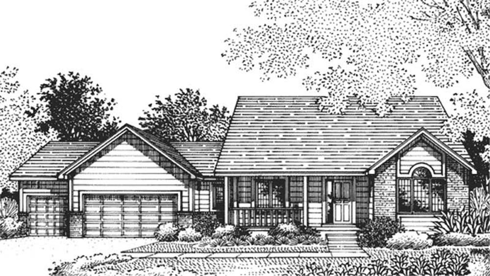 Front view of Country home (ThePlanCollection: House Plan #146-2370)