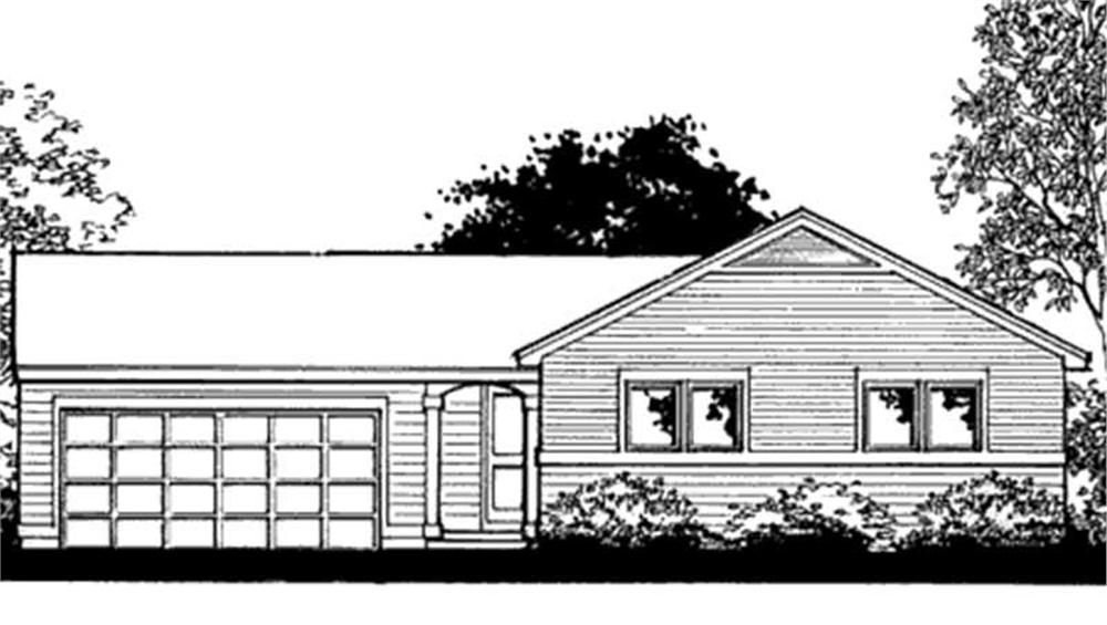 Front view of Ranch home (ThePlanCollection: House Plan #146-2375)