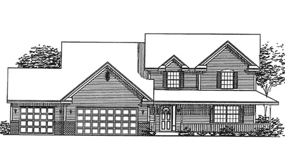 Front view of Country home (ThePlanCollection: House Plan #146-2382)