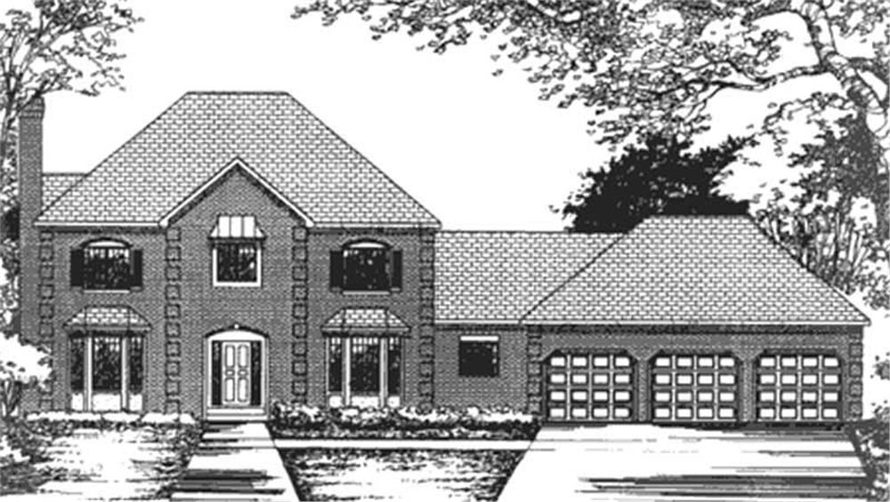 Front view of Colonial home (ThePlanCollection: House Plan #146-2383)