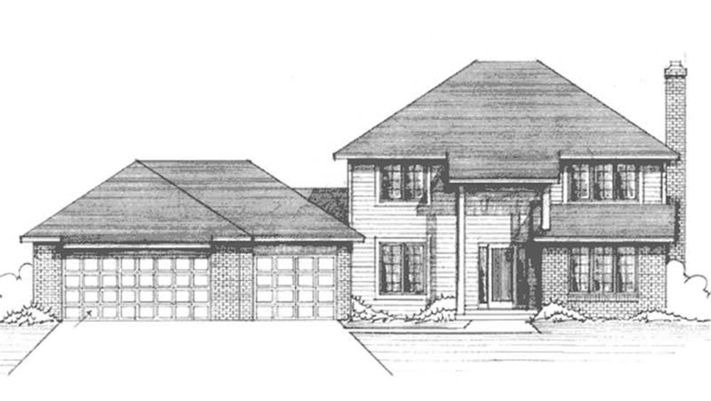 Front view of Colonial home (ThePlanCollection: House Plan #146-2388)