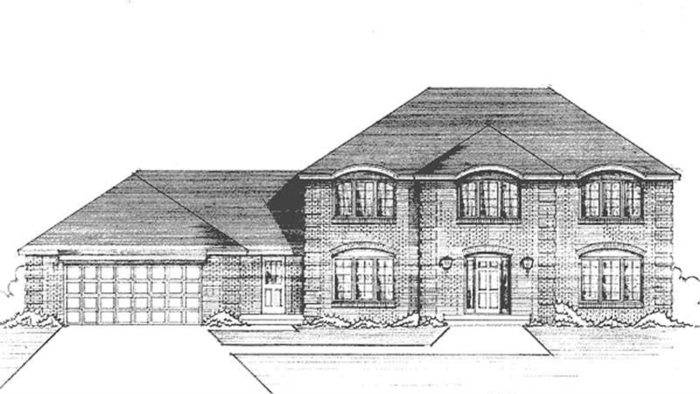 Front view of Colonial home (ThePlanCollection: House Plan #146-2392)