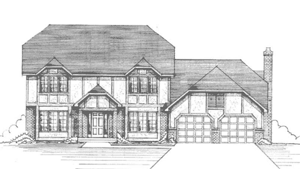 Front view of Colonial home (ThePlanCollection: House Plan #146-2396)