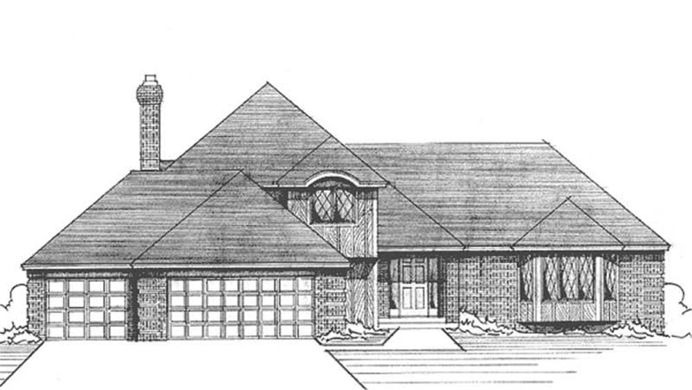 Front view of European home (ThePlanCollection: House Plan #146-2408)