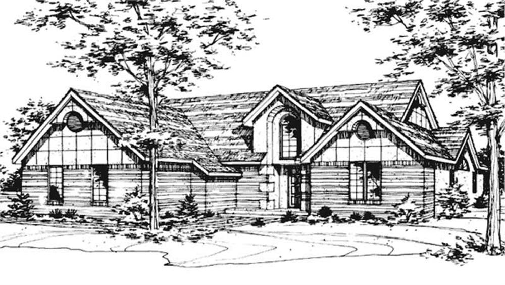 Front view of European home (ThePlanCollection: House Plan #146-2448)