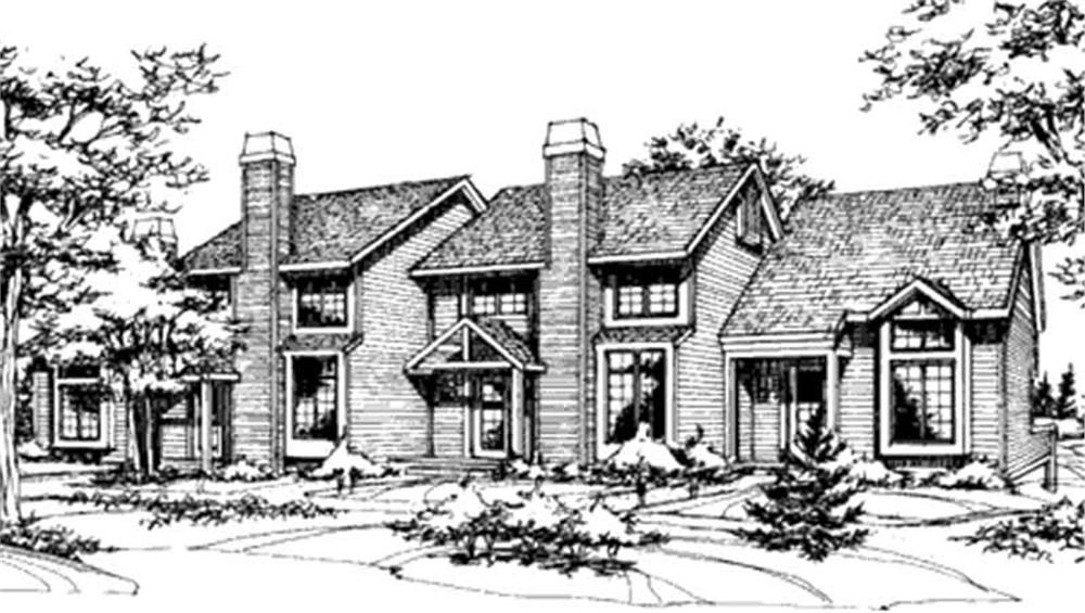 Front view of Duplex/Multi-Unit home (ThePlanCollection: House Plan #146-2462)