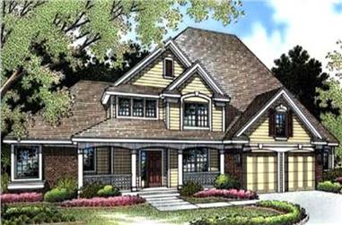 3-Bedroom, 2729 Sq Ft Country House Plan - 146-2492 - Front Exterior