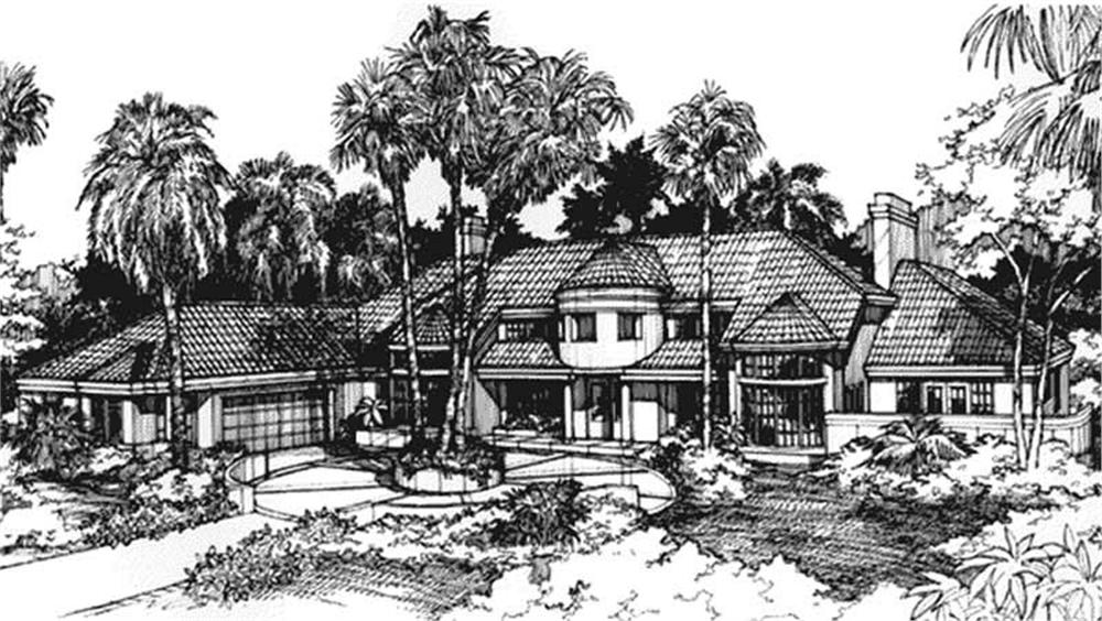 Front view of Florida Style home (ThePlanCollection: House Plan #146-2517)