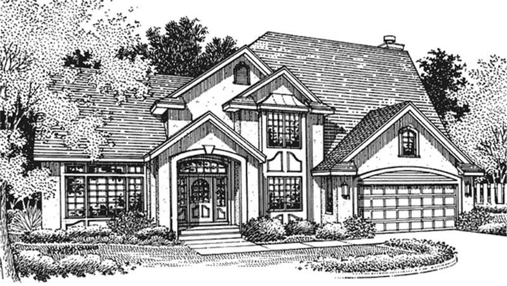 Front view of European home (ThePlanCollection: House Plan #146-2535)