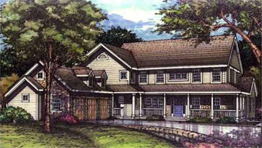 Front view of Country home (ThePlanCollection: House Plan #146-2537)