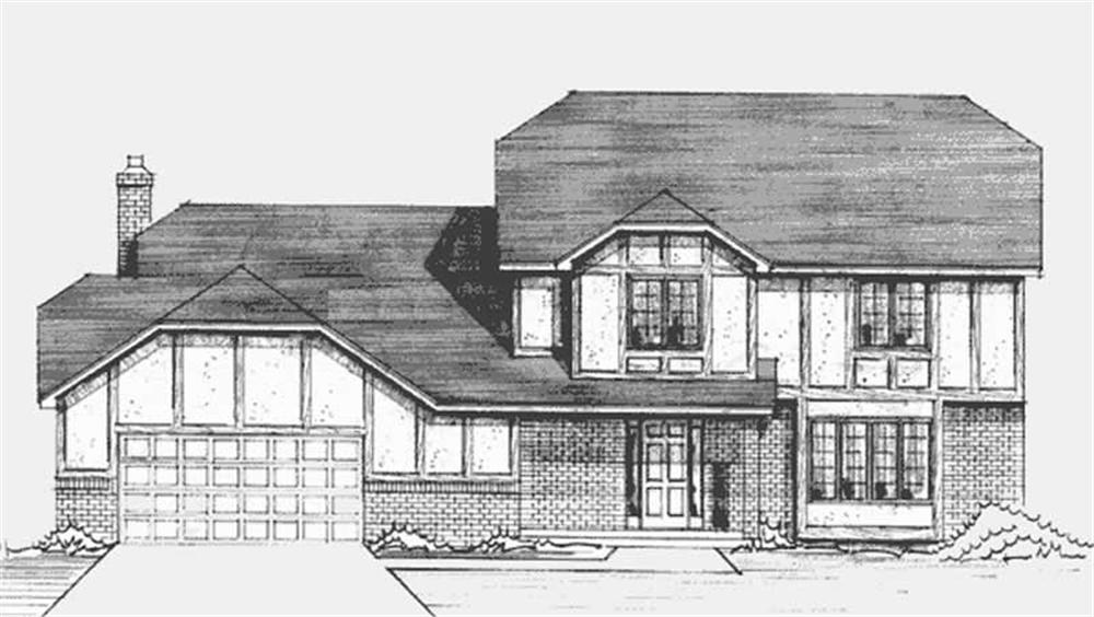 Front view of Tudor home (ThePlanCollection: House Plan #146-2547)