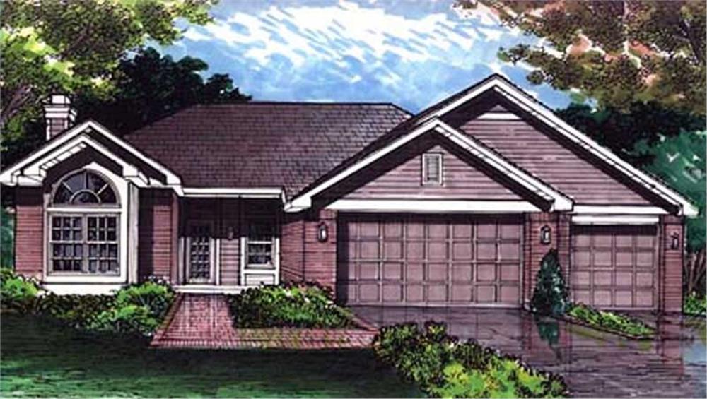 Front view of Country home (ThePlanCollection: House Plan #146-2646)