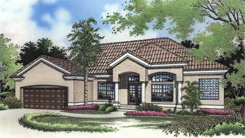 Front view of Florida Style home (ThePlanCollection: House Plan #146-2651)