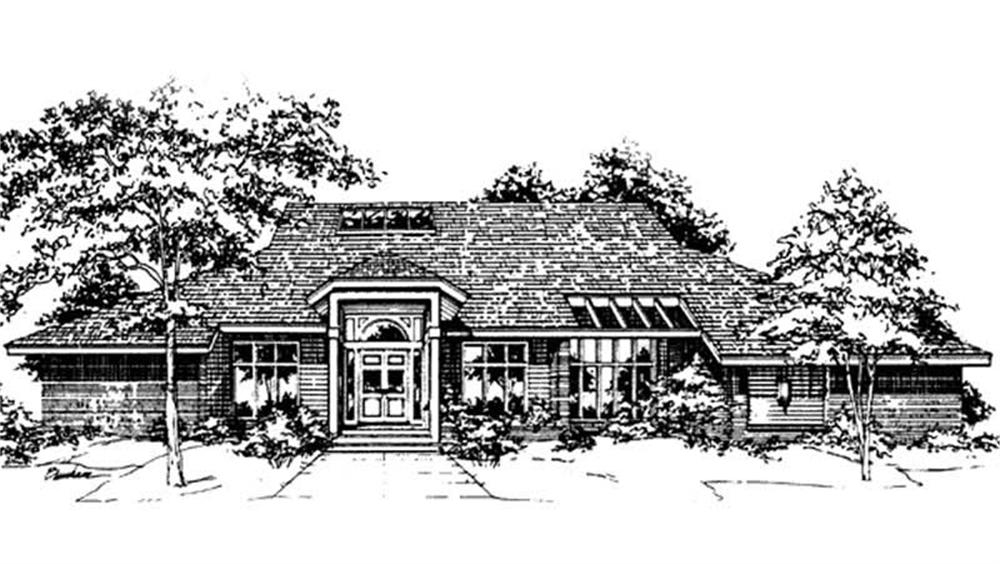 Front view of Ranch home (ThePlanCollection: House Plan #146-2695)