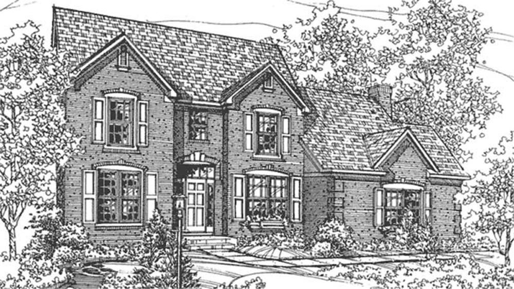 Front view of Colonial home (ThePlanCollection: House Plan #146-2696)