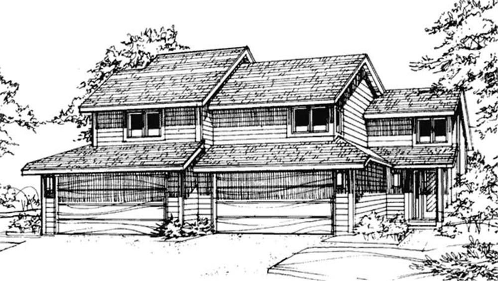 Front view of Duplex/Multi-Unit home (ThePlanCollection: House Plan #146-2708)