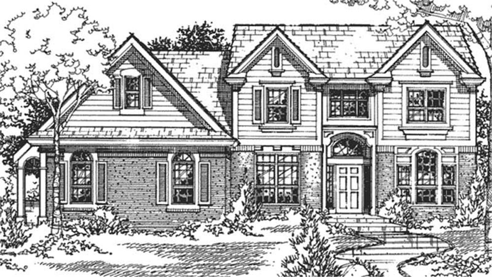Front view of European home (ThePlanCollection: House Plan #146-2714)