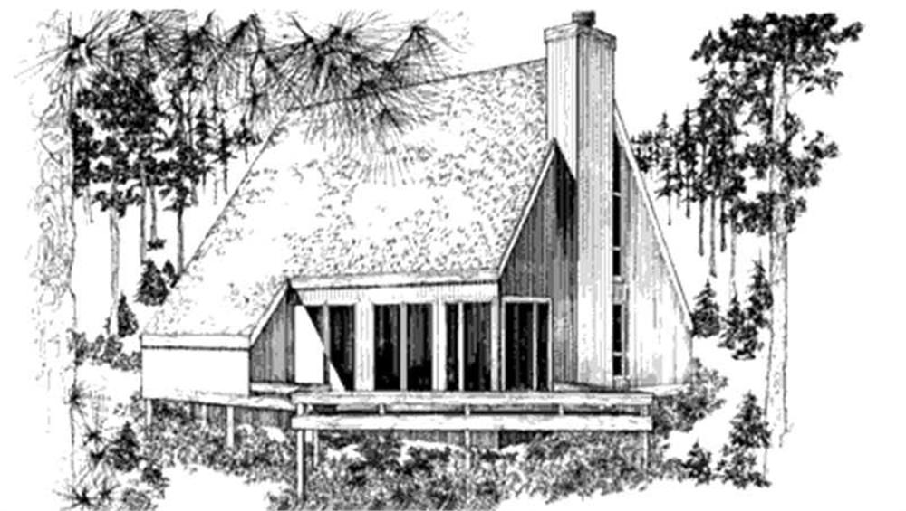 Front view of A Frame home (ThePlanCollection: House Plan #146-2731)
