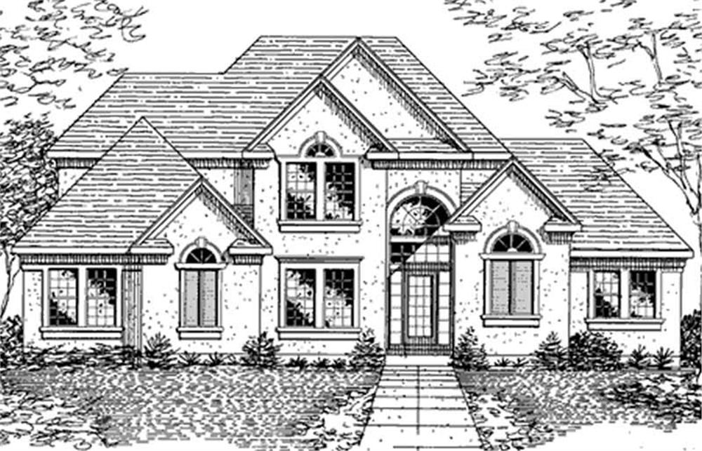 Front view of European home (ThePlanCollection: House Plan #146-2738)