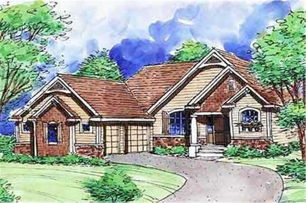 Front view of Country home (ThePlanCollection: House Plan #146-2834)