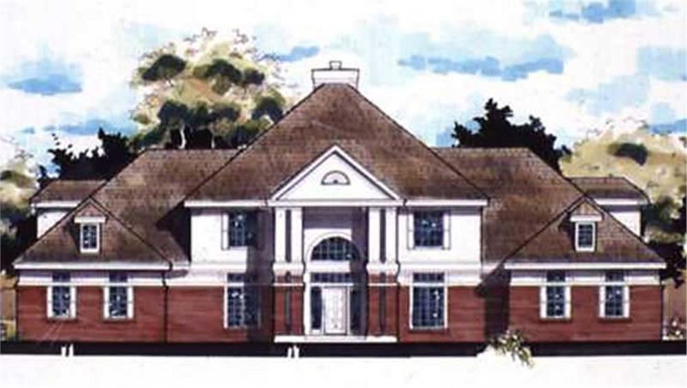 Front view of Luxury home (ThePlanCollection: House Plan #146-2907)