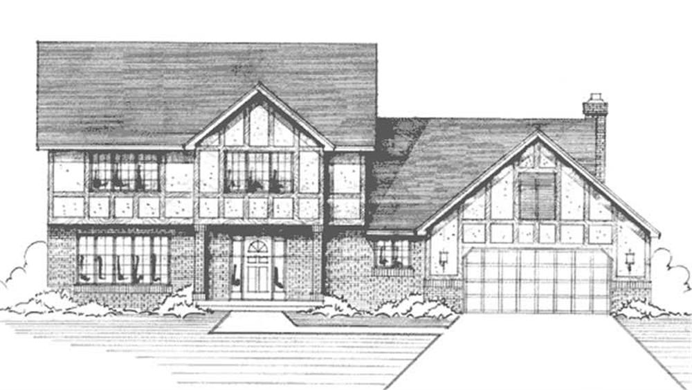 Front view of Country home (ThePlanCollection: House Plan #146-2913)