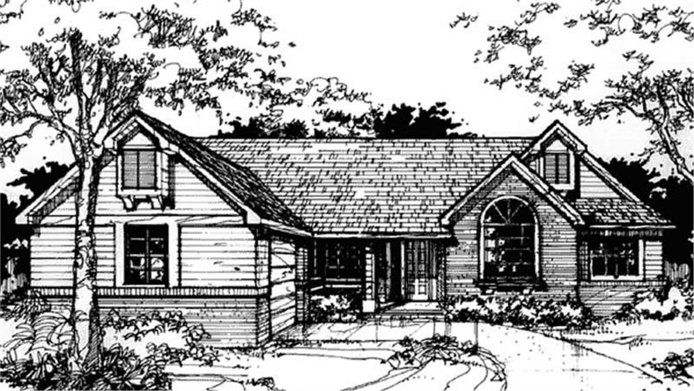 Front view of Country home (ThePlanCollection: House Plan #146-2923)