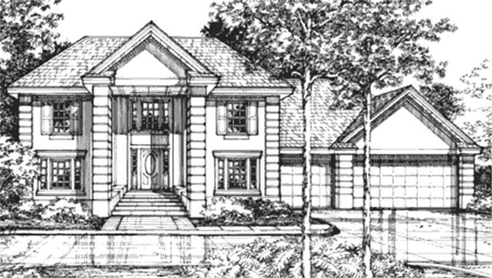 Front view of Colonial home (ThePlanCollection: House Plan #146-2926)