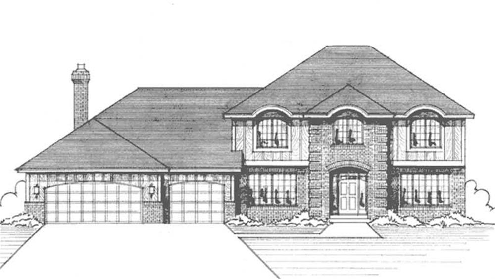 Front view of European home (ThePlanCollection: House Plan #146-2934)