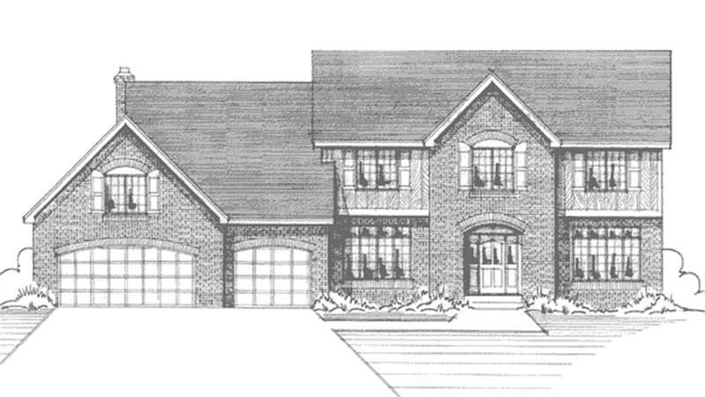 Front view of Colonial home (ThePlanCollection: House Plan #146-2945)