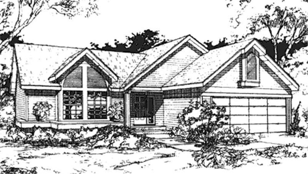 Front view of Country home (ThePlanCollection: House Plan #146-2964)
