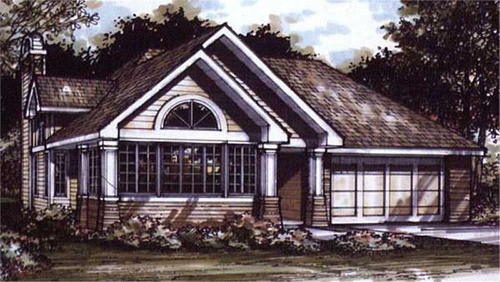 Front view of Country home (ThePlanCollection: House Plan #146-2984)