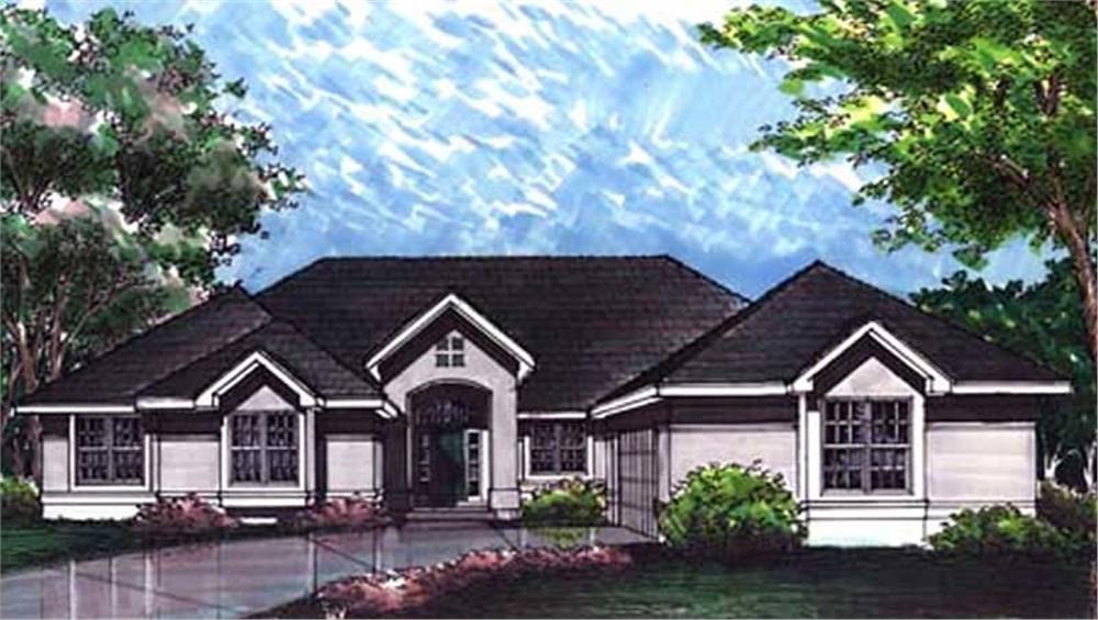 Front view of Florida Style home (ThePlanCollection: House Plan #146-2993)
