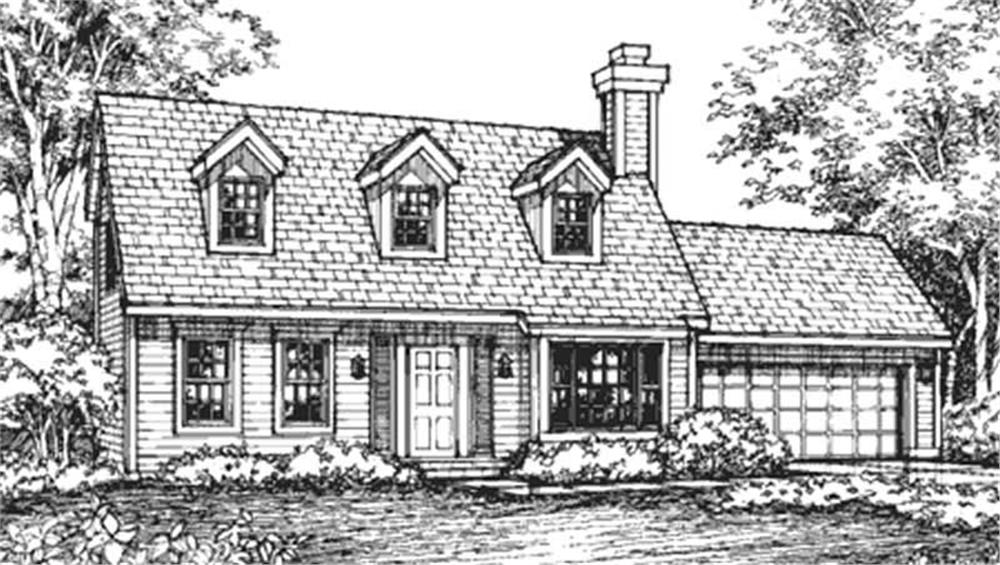 Front view of Cape Cod home (ThePlanCollection: House Plan #146-2995)