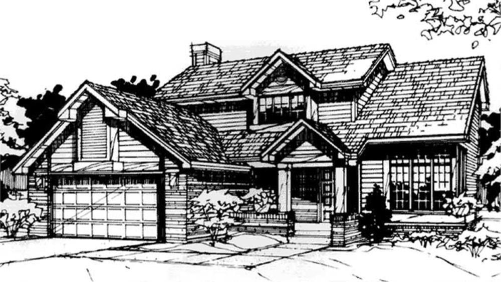 Front view of Country home (ThePlanCollection: House Plan #146-3005)
