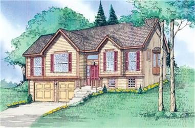 3-Bedroom, 1529 Sq Ft Multi-Level House Plan - 147-1012 - Front Exterior