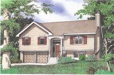 3-Bedroom, 1432 Sq Ft Multi-Level House Plan - 147-1023 - Front Exterior