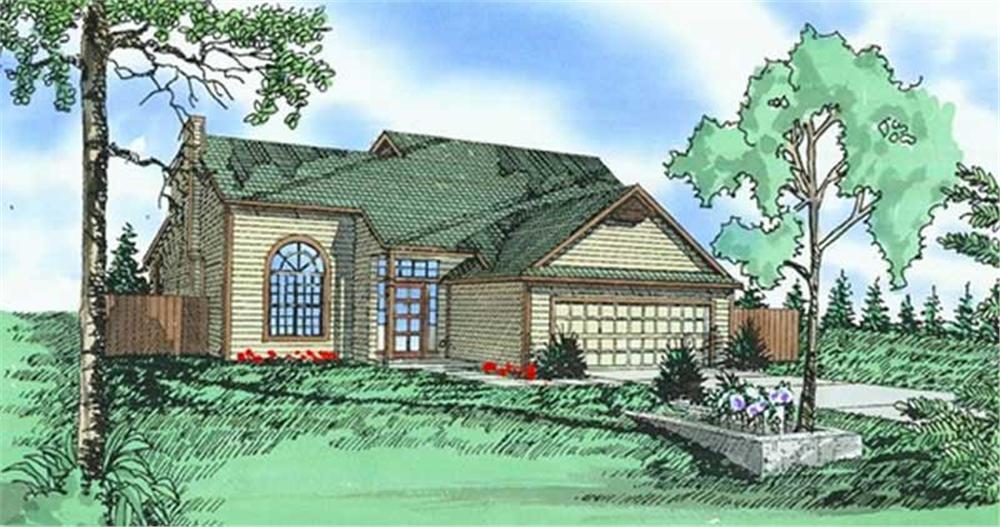 Front elevation of Contemporary home (ThePlanCollection: House Plan #147-1025)
