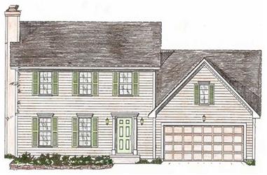 4-Bedroom, 1575 Sq Ft Colonial House Plan - 147-1031 - Front Exterior