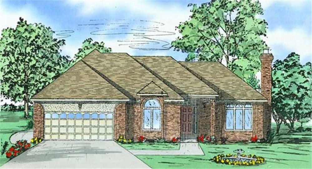 Front elevation of Ranch home (ThePlanCollection: House Plan #147-1033)