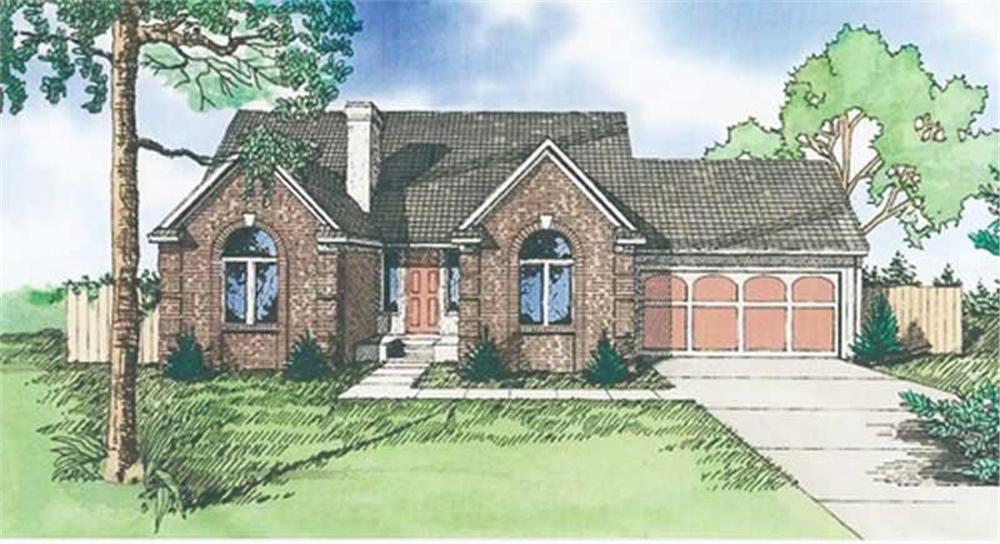 Front elevation of Ranch home (ThePlanCollection: House Plan #147-1037)
