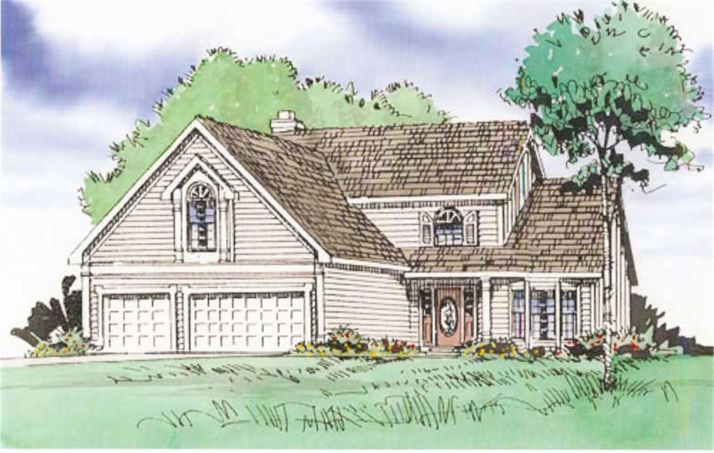 Front elevation of Country home (ThePlanCollection: House Plan #147-1043)
