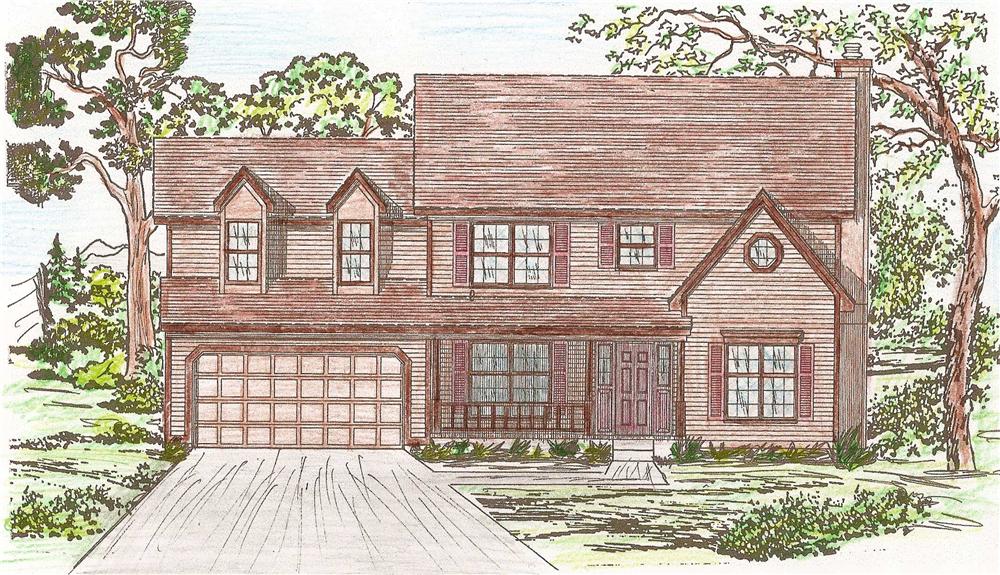 Front elevation of Country home (ThePlanCollection: House Plan #147-1045)