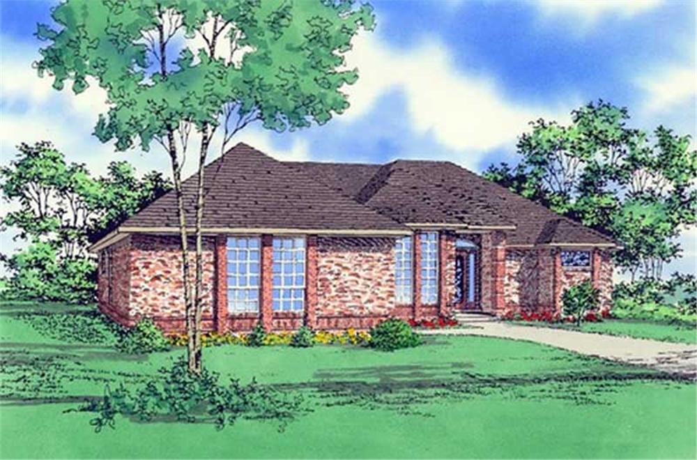 Front elevation of Ranch home (ThePlanCollection: House Plan #147-1065)