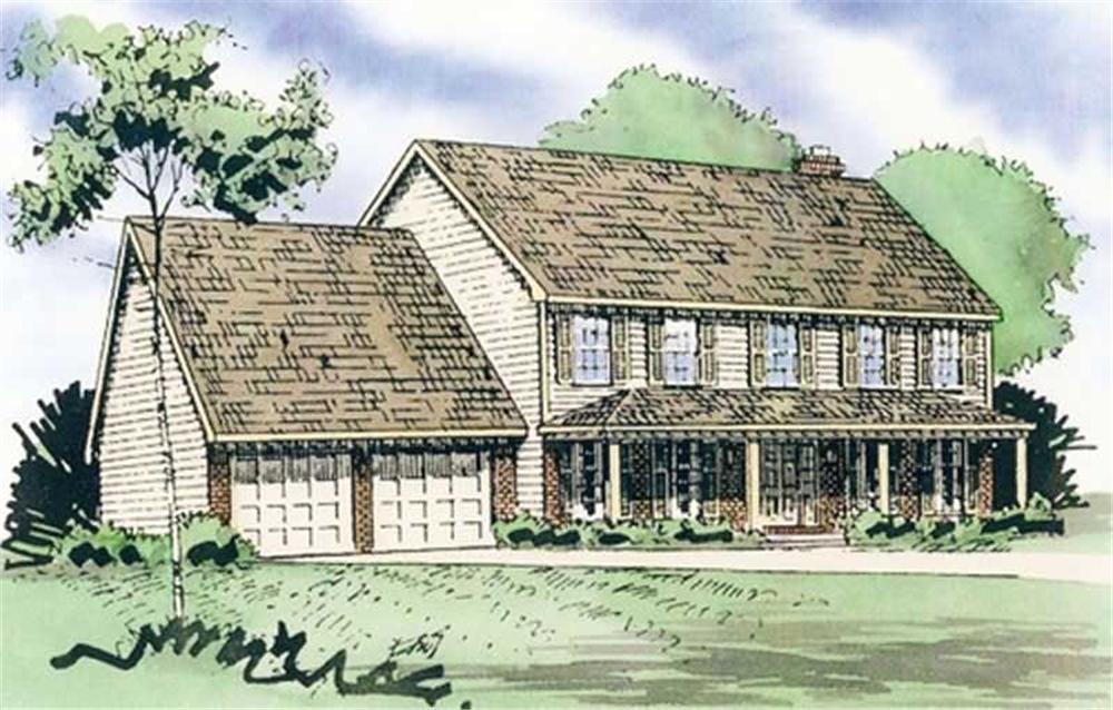 Front elevation of European home (ThePlanCollection: House Plan #147-1074)