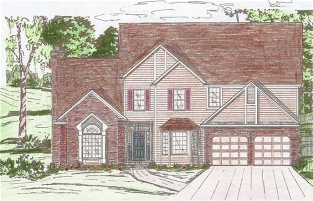Front elevation of European home (ThePlanCollection: House Plan #147-1082)