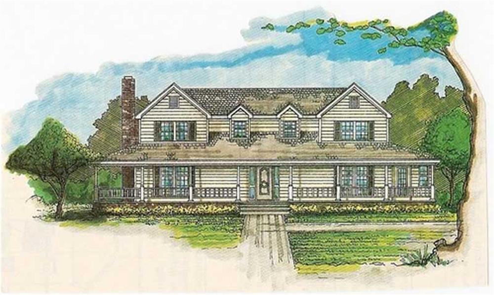 Front elevation of Country home (ThePlanCollection: House Plan #147-1113)