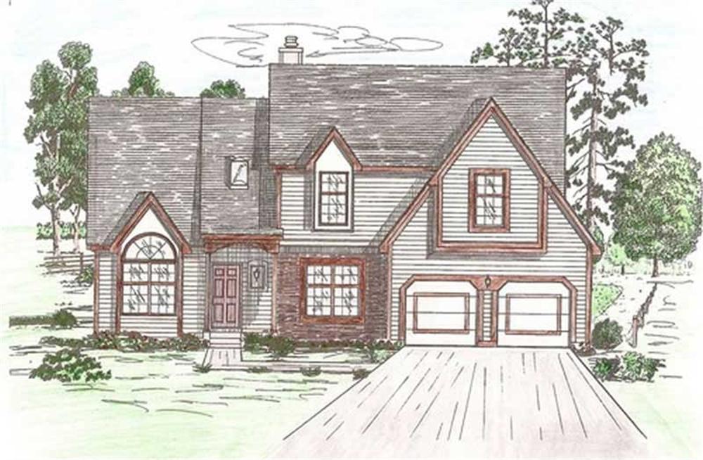 Front elevation of European home (ThePlanCollection: House Plan #147-1114)