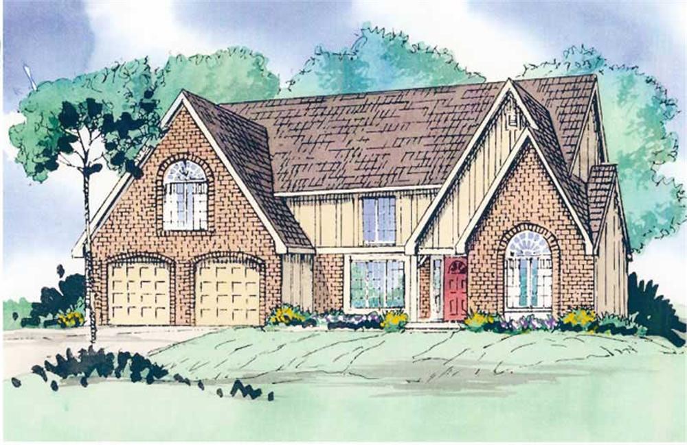 Front elevation of European home (ThePlanCollection: House Plan #147-1133)